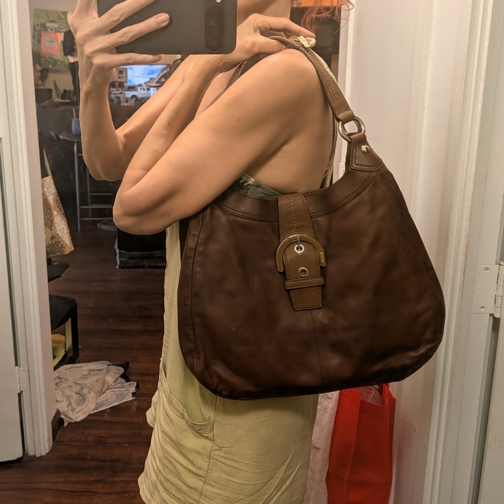 COACH Leather Lynn Soho Purse Hobo Shoulder Bag F 17092 Brown leather - Picture 13 of 16